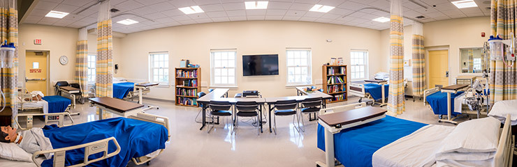 Wide-angle view of the Colby-Sawyer nursing classrooms and laboratories