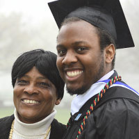Graduate and his mother at commencement