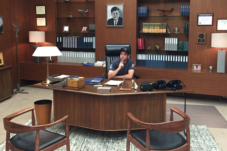 Colby Picanso on the set of Hidden Figures in the NASA office.