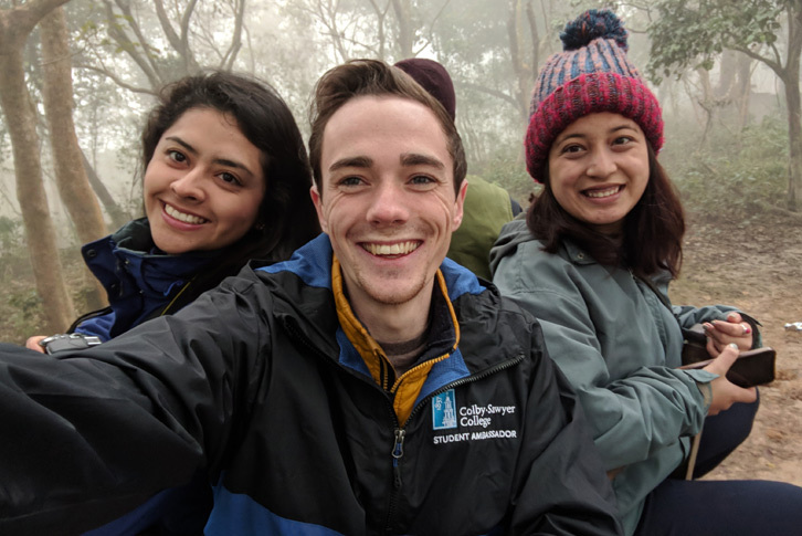 Three students on a service trip in Nepal.