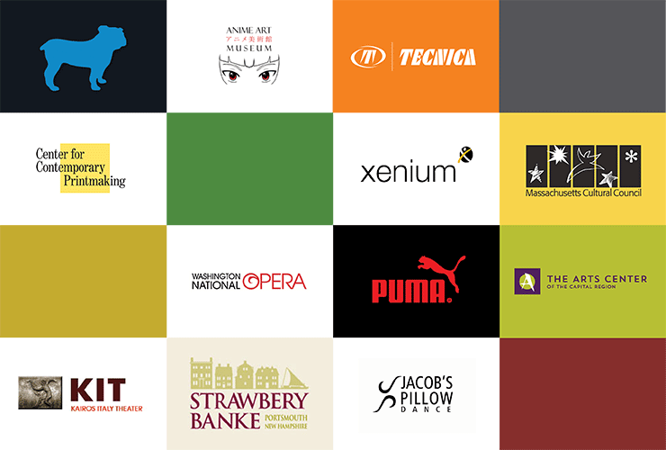 Logos representing Fine & Performing Arts student internship locations