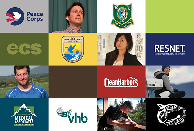 Logos representing Environmental Studies graduate employment locations