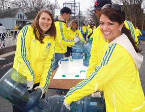 Exercise and Sport Sciences Majors Club members volunteering at the Boston Marathon