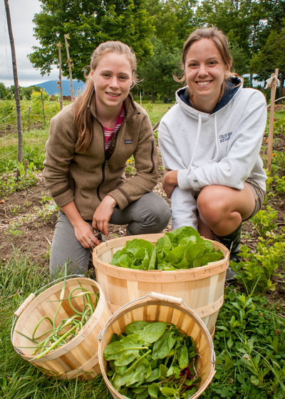 students in organic garden