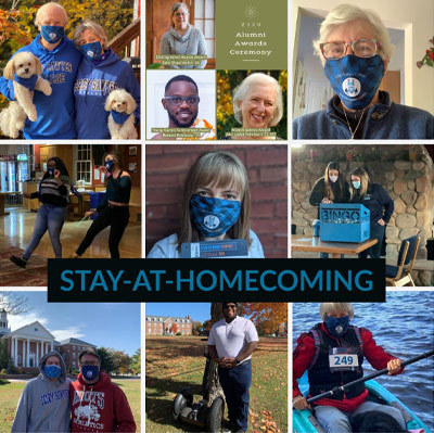 Collage of alums having fun at Homecoming